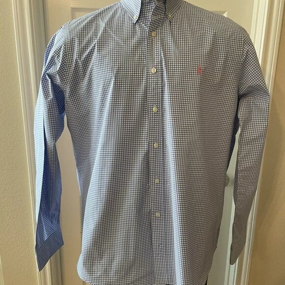 Ralph Lauren Polo Men’s Blue and White Check Button Down Shirt Size SP - Picture 2 of 4